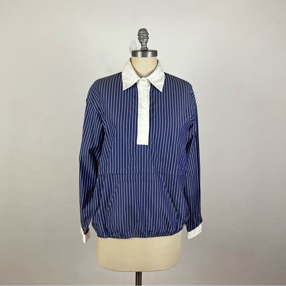 Sandy Liang Pin Stripe Popver Long Sleeve Top - Picture 1 of 6